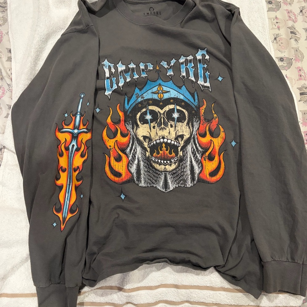 Empyre Dark Gray Skull Graphic Sweater